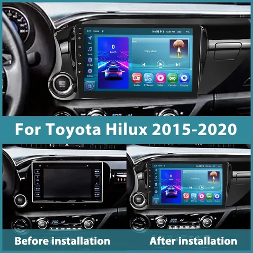 Vista 2 de Radio de coche 4Core+64G para Toyota Hilux 2015-2020, pantalla táctil de 10.1 pulgadas estéreo para coche con Carplay Android Auto Mirror Link