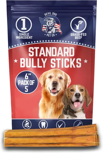 Vista 12 de Devil Dog Pet Co. Jumbo Bully Sticks – 6 pulgadas, paquete de 3 masticables para perros, 100% naturales, de un solo ingrediente, carne de res