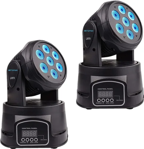 Vista 8 de BETOPPER Luces de DJ con cabezal móvil, mini luces de escenario RGBW, cabezal móvil, luces de discoteca DMX activadas por sonido, mini cabezales