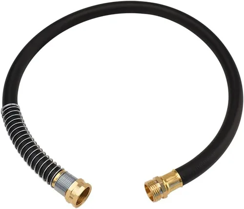 WiseFlow Manguera de jardín de 3 pies x 5/8 pulgadas, manguera de goma resistente, manguera de agua con trenzado de cinco capas, accesorios macho