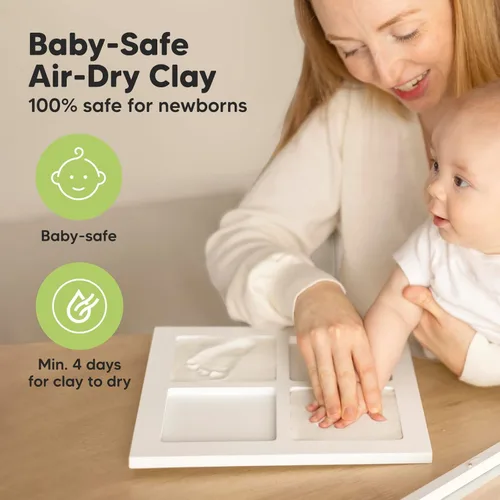 Vista 6 de KeaBabies Kit de manos y huellas para bebé, kit de huellas de bebé, marco de recuerdo de huellas de mano de arcilla, patas de mascotas, marco