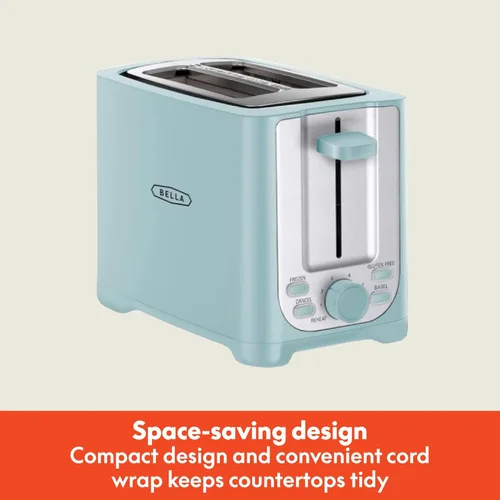 Vista 2 de BELLA Tostadora de 2 rebanadas con apagado automático - Ranuras extra anchas y bandeja de migas extraíble y función de cancelar, descongelar