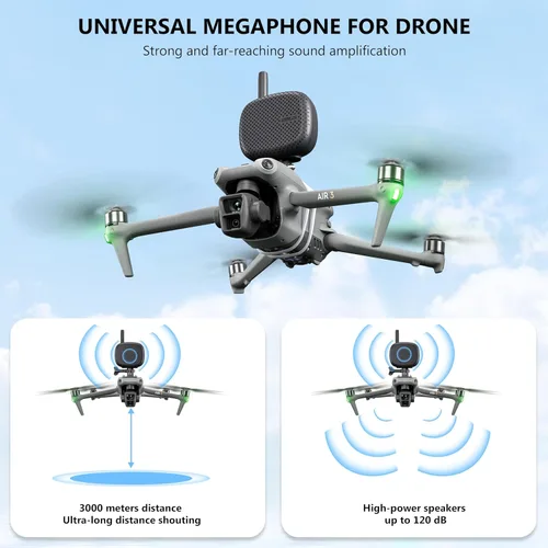 Vista 5 de STARTRC Altavoz Drone Megáfono en tiempo real Micrófono portátil de larga distancia sin interferencias para DJI Air Series/Mavic 3 Series/Mavic