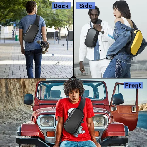 Vista 6 de BANGE Bolso bandolera impermeable para senderismo y viajes, mochila cruzada de protección segura