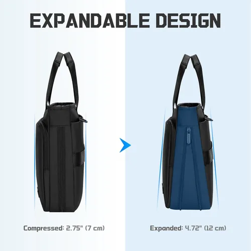Vista 4 de RAINYEAR 15.6 Inch Laptop Bag for Men Women, Waterproof Expandable Large Capacity Laptop Shoulder Bag Carrying Bag Briefcase
