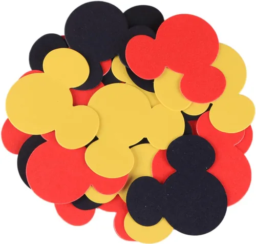 Vista 3 de 2 pulgadas con purpurina temática de Mickey Mouse Confeti Minnie Mouse niño niña primer cumpleaños bebé decoración de mesa de baby shower, 100