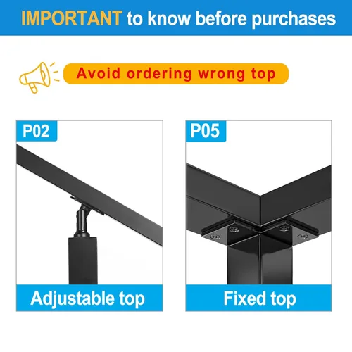 Vista 4 de Poste esquinero de 36 pulgadas con montaje superior fijo, acero inoxidable, acabado negro