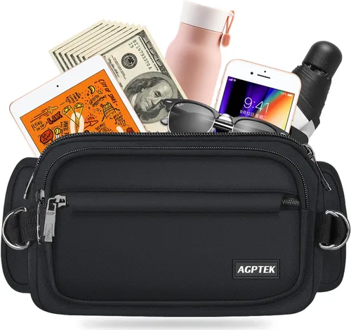 Vista 8 de AGPTEK Riñonera para mujeres y hombres, bolsa de cintura ajustable, para viajes, correr, ir de compras, senderismo, pasear perros, ciclismo