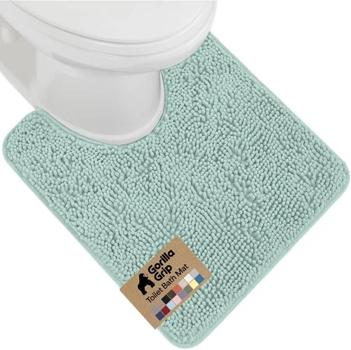 Vista 79 de Gorilla Grip - Tapete de baño afelpado, absorbente, peludo, de felpilla, para base de inodoro cuadrada, reverso de goma, suave, de microfibra, claro