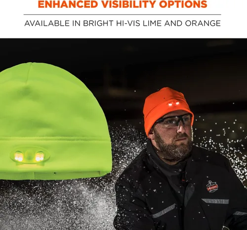 Vista 5 de Ergodyne Sombrero de invierno para hombre con herramientas de luces LED, fábrica, talla única de EE. UU