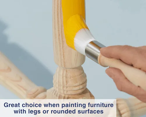 Vista 3 de Zibra Pincel redondo para superficies curvas y detalles ornamentados, 1 pulgada, blanco, grado profesional