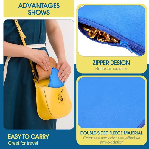 Vista 2 de 12 bolsas de almacenamiento de joyas de plata con cremallera antideslustre, bolsas de protección de plata para joyas, bolsas de prevención