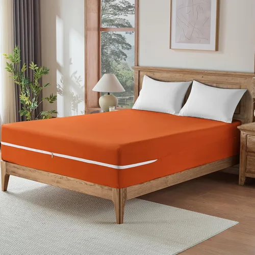 Vista 2 de SiinvdaBZX Sábana Bajera Ajustable con Cremallera Full Solamente, Protector de Colchón con Cremallera de Microfibra Ultra-Suave Funda de Sábana