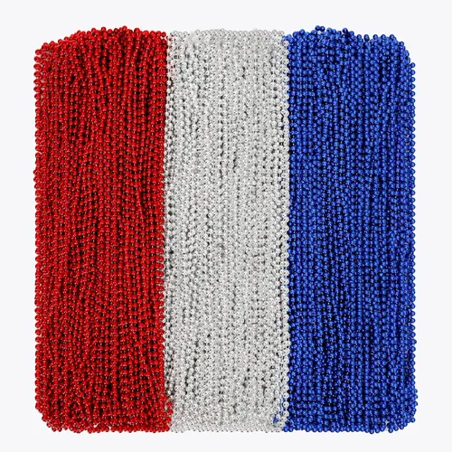 Vista 18 de Huskein Collar de cuentas, 120 cuentas de Mardi Gras, collares coloridos de cuentas de Mardi Gras de 33 pulgadas, accesorios de disfraz de fiesta