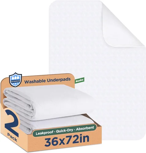 Vista 14 de Almohadillas lavables para cama 34" x 36" - Paquete de 4, Azul, Almohadillas impermeables para incontinencia, Almohadillas para cama, sofá, piso