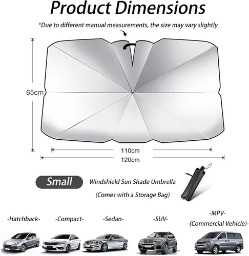 Vista 2 de Windshield Sun Shade Umbrella for Toyota C HR 2016-2018 2019-2021 2022 2023 2024 2025 2026, Foldable Car Umbrella Sunshade, Heat Insulation