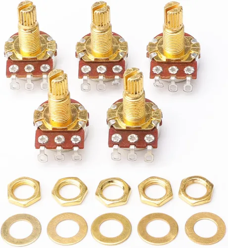 Vista 3 de Swhmc Potenciómetros de guitarra A250k de eje dividido Ollas cónicas de sonido Control de interruptor de tono para bajo eléctrico
