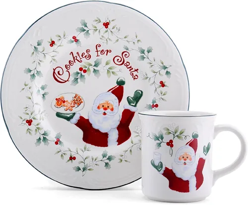 Pfaltzgraff Winterberry - Juego de galletas y leche para Papá Noel