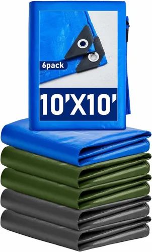 Vista 24 de SmoothNovelty 3 piezas de lona impermeable grande de 4 x 6 pies, lona de polietileno resistente de 5.5 mil de grosor con ojales, cubierta protectora