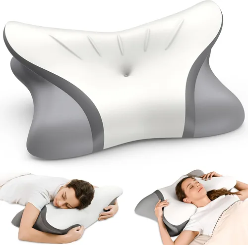 Vista 8 de Almohada cervical para el cuello, almohada refrescante para aliviar el dolor de cuello, almohada ergonómica para dormir de lado, almohadas de espuma