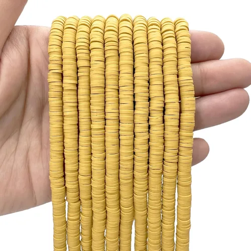 Vista 8 de 3600 cuentas de arcilla roja, blanca y azul, 10 hebras, para la fabricación de joyas, dijes de arcilla, cuentas de vinilo Heishi de 0.236 pulgadas