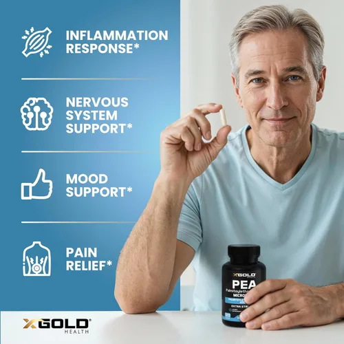 Vista 4 de Suplemento de Palmitoiletanolamida PEA 600 mg PEA Micronizada 99% Altamente Purificada y Biodisponible Fabricado en Estados Unidos Suplemento
