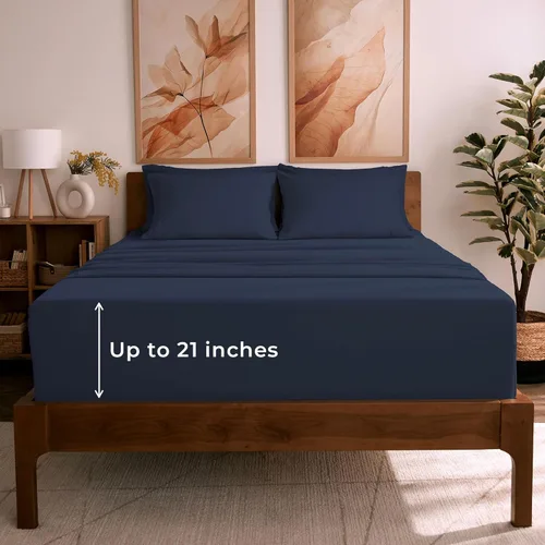 Vista 47 de Mellanni - Juego de sábanas individual de 4 piezas de la colección icónica, (incluyendo 2 fundas de almohada), bolsillo profundo de 16 pulgadas