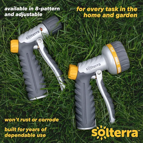 Vista 6 de Solterra: boquilla de manguera de jardín ajustable con 8 patrones, ajustable, Gris