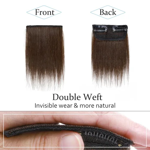 Vista 2 de SEGO 2 piezas de extensiones de cabello cortas con clip, cabello humano de 6 pulgadas, 20 g, extensiones de cabello humano para mujeres con cabello