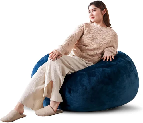 Vista 36 de Puf de 3 pies, puf con relleno, espuma viscoelástica altamente resistente, puf redondo de felpa, mueble para sala moderna, silla de lectura de ocio