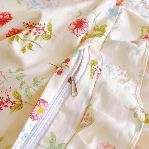 Vista 7 de EAVD Funda de edredón de flores rosas estilo jardín francés con volantes Queen de algodón suave elegante shabby chic juego de ropa de cama floral