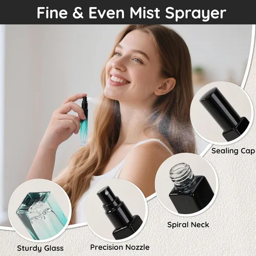Vista 2 de Segbeauty 5 Pack de botellas de spray de vidrio rellenables de 10 ml para perfume, botella de colonia de niebla fina mini vacía de viaje de 10 ml