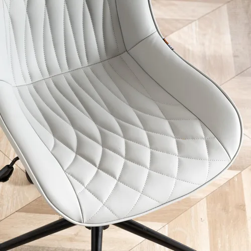 Vista 31 de YOUNIKE Silla de escritorio de oficina en casa con ruedas, silla de tocador sin brazos con respaldo, cómoda y moderna silla tapizada de cuero
