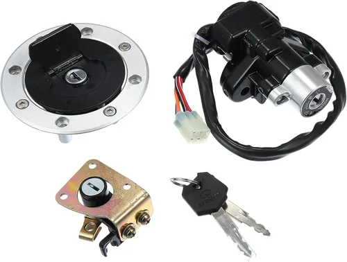 X AUTOHAUX 1 Unidades de interruptor de encendido de la motocicleta cilindro combustible tanque tapa tapa bloqueo de asiento w/2 llaves para Suzuki