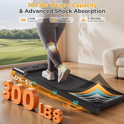Vista 9 de HiFast Walking Pad Treadmill, 3 in 1 Foldable Under Desk Treadmills for Home Office, Small Walking Pad with Incline Handle Bar, 300lbs Capacity