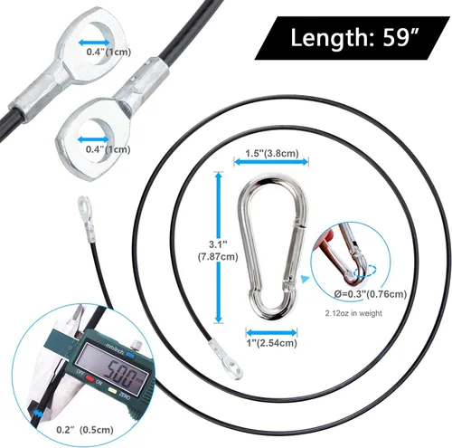 Vista 2 de Fitness Pulley Cable, Gym Replacement Cable Heavy Duty Steel Wire Rope Fitness Cable Pulley System Attachments Home Gym Machine Equipment Workout