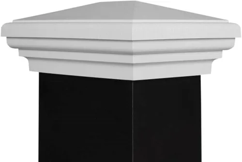 Vista 3 de Tapa de poste piramidal gris de 4 x 4 para postes de 3.5 x 3.5 pulgadas, más común para postes tratados a presión, parte superior cuadrada