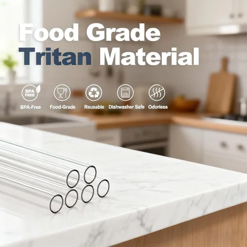 Vista 5 de Paquete de 4 popotes transparentes de repuesto para vaso Stanley de 20 onzas y 14 onzas, pajitas de plástico reutilizables de 8.85 pulgadas