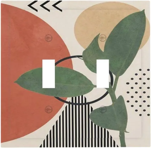 Vista 101 de Mid Century Morden Boho - Placa de pared para interruptor de luz dúplex de 1 banda, placa frontal decorativa eléctrica para receptáculo para baño