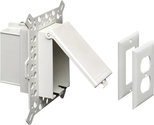 Vista 4 de Cubierta de caja eléctrica Arlington modelo DBVMA1C-1, impermeable, transparente y vertical con borde ajustable de 1/4 de pulgada a 2 y 1/2
