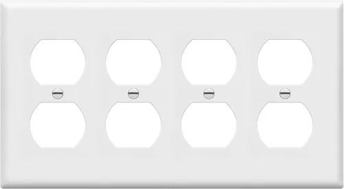 Vista 17 de ENERLITES - Placa de pared con receptáculo cuádruple dúplex, cubierta de salida eléctrica de cuatro bandas, tamaño estándar de 4 bandas de 4.50 x
