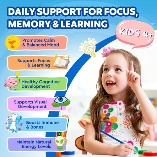 Vista 2 de Kids Focus and Attention Supplements with Phosphatidylserine, Omega-3, Magnesium Glycinate & L-Theanine, Brain Vitamins Liquid Drops for Kids