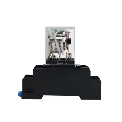 Vista 3 de ATO Relé de potencia electromagnética DPDT 2NO 2NC HH52P MY2NJ de la bobina de DC 24V de 8 pines con base de enchufe de terminal enchufable