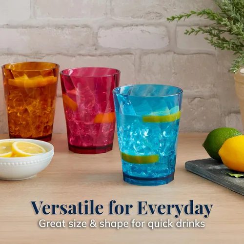 Vista 4 de Vasos US Acrylic Optix Mini, de plástico, reutilizables, aptos para lavavajillas (juego de 8) Tazas de jugo de 8oz en colores de tono de joya
