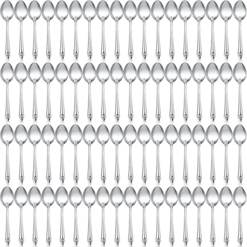 Vista 9 de Nuogo Juego de 100 cucharas de cena de 6.69 pulgadas, cucharas de acero inoxidable de grado alimenticio en masa, cucharas de mesa para el hogar