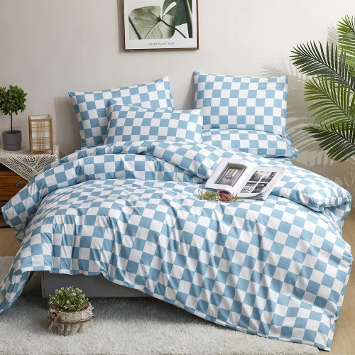 Vista 442 de CLOTHKNOW Juego de edredón de 3 piezas a cuadros color beige óxido, tamaño Full, juego de ropa de cama de cuadros edredón terracota con 2 fundas