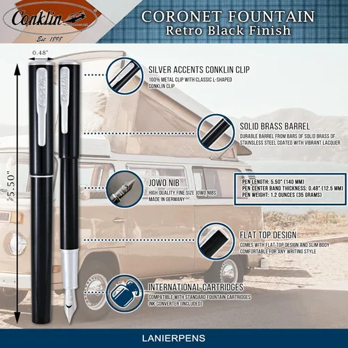Vista 6 de Conklin Coronet - Juego de bolígrafos con punta fina (punta fina), color negro