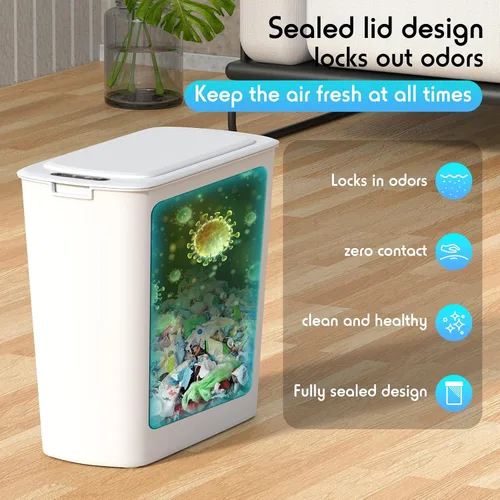 Vista 6 de Procade Paquete de 2 cubos de basura automáticos con sensor de movimiento con tapa, cubo de basura inteligente sin contacto de 2.6 galones, cubo