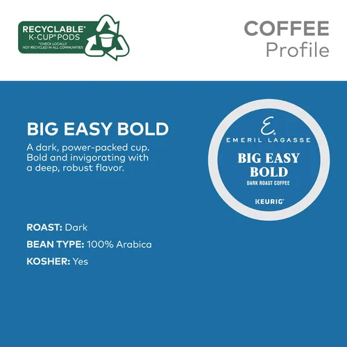 Vista 2 de Emeril Big Easy Bold Coffee, cápsulas Keurig Single-Serve K-Cup de café, café tostado oscuro, 96