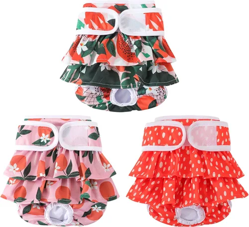 Vista 12 de Pañales reutilizables para perras hembras, paquete de 3, pañales para perras para período, celo e incontinencia, entrenamiento de cachorros